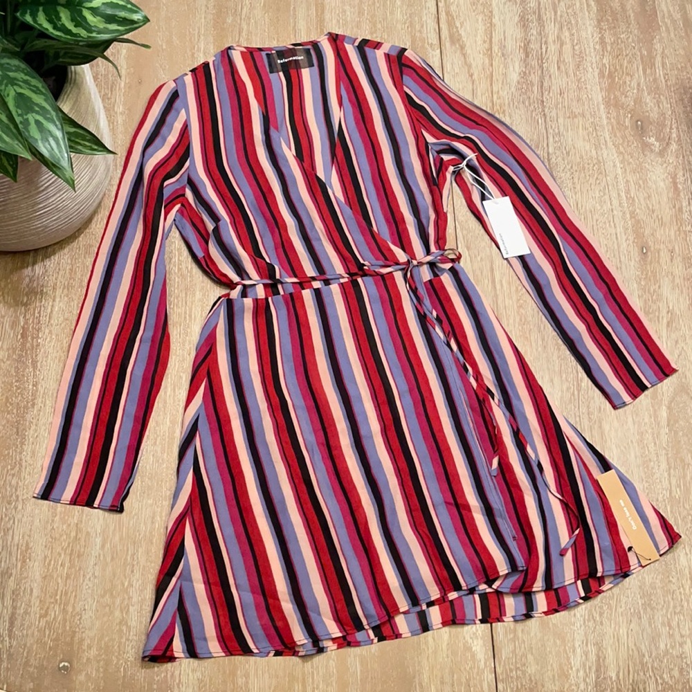 Reformation Anya Dress Luisa Stripe Size M - Picture 2 of 10